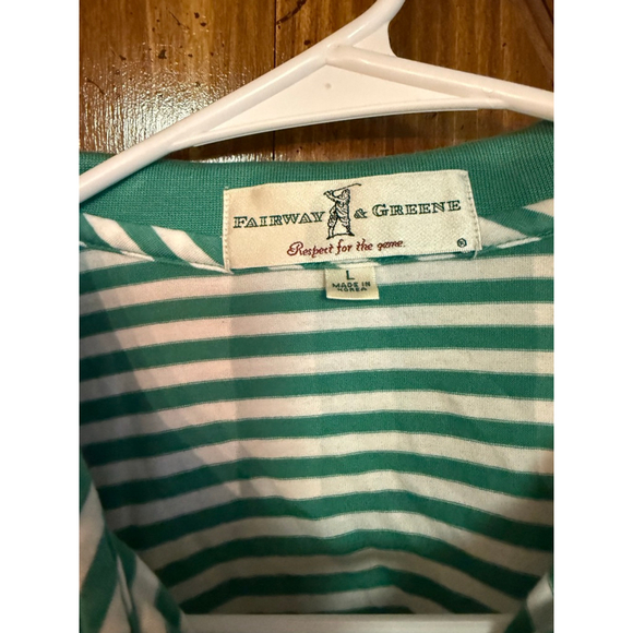 VTG Fairway & Greene Gasparilla Golf Club Golf Polo Striped Teal Cotton Sz L - Picture 4 of 6